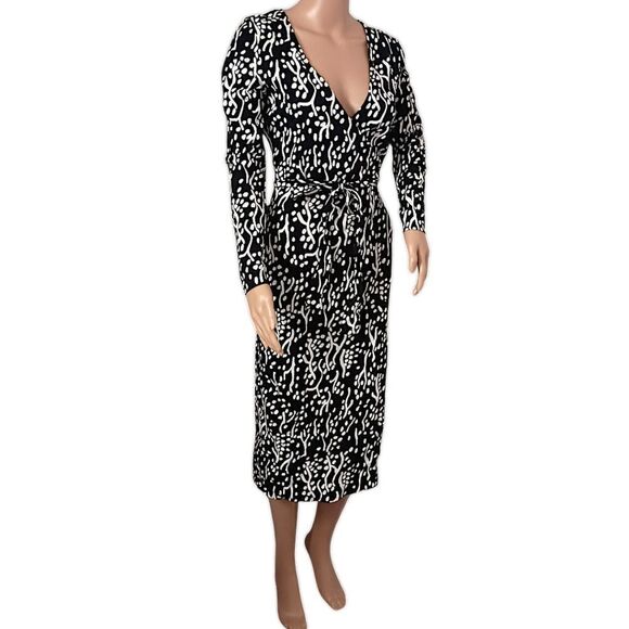 Diane Von Furstenberg Target Wrap Dress S Sea Spots Midi Corpcore Office Siren - Picture 3 of 16